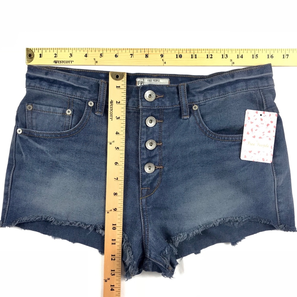 Free People Rugged Ripped Denim Mini Shorts - 28 - Picture 5 of 5